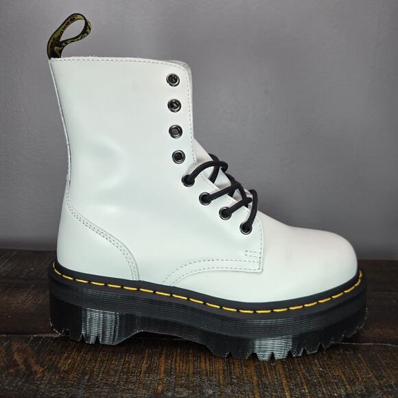 NEW Dr Doc Martens Jadon Womens Size 7 Platform Leather Combat Boots White Black - Picture 5 of 13